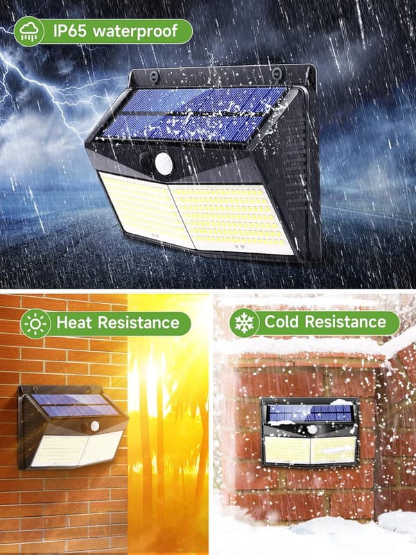 【248 LED/2000LM】4-pak solcellelamper til haven, superlyse 3-vejs solcelledrevne LED-spotlights til udendørs brug.