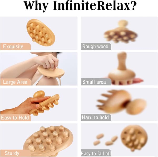 Træterapi massageværktøj, cellulite massagerulle træ kropsbørste, lindring af kløende hud kropsformning, professionel massager
