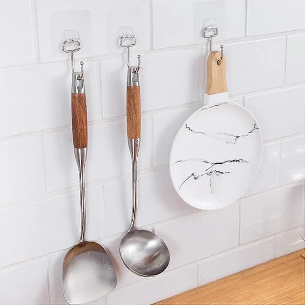 2024 Suitable Clear Self-Adhesive Hook, 8 Pieces Waterproof Heavy Duty Clear Hooks, 20 kg (Max) Bathroom Self-Adhesive