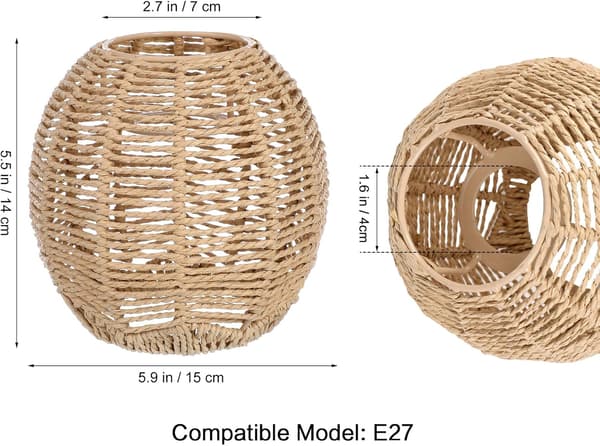 Vævet Rattan Loftslampe Retro Stil Lampeskærm [YDE]