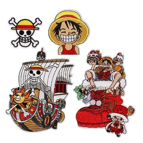 Sæt med 4, One Piece, søde broderede strygemærker og sy-på-mærker til jakke, hat, rygsæk, jeans M M M