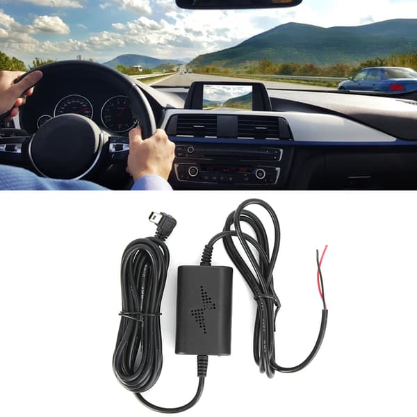 Dashcam Hardwire Kit 12V/24V til 5V 2.5A Mini USB-adapter med venstre vinkel for parkeringsmonitor