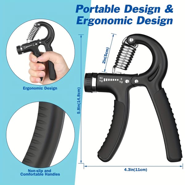 Grip Strength Trainer, Hand Grip Exerciser Strengthener med justerbart motstånd 5-60kg