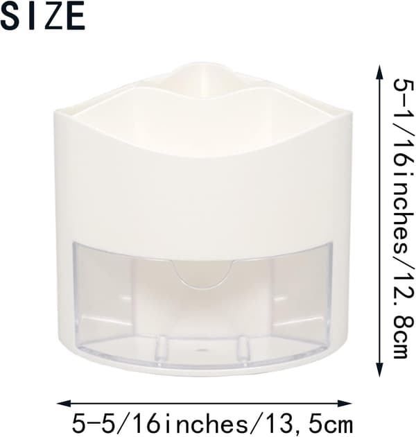 Drejelig penholder 360 grader med skuffe, 5 rum skrivebord fast kosmetisk makeup børsteholder