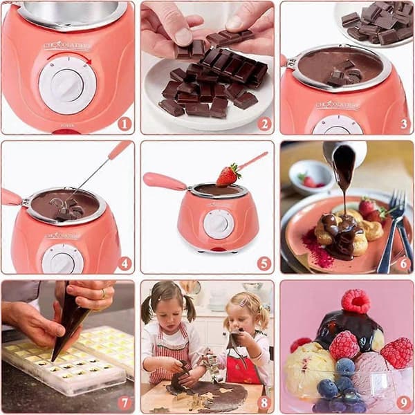 Elektrisk Chokoladesmeltegryde Gaveæske Chokoladesmeltning med DIY-form og Tilbehør til Slik M