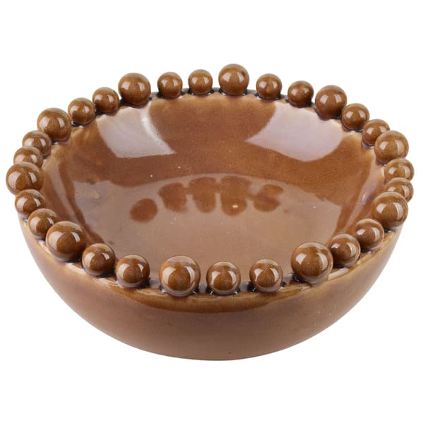 YARINE BALL Decorative Round Ceramic Vessel, Brown 20x20x8 cm