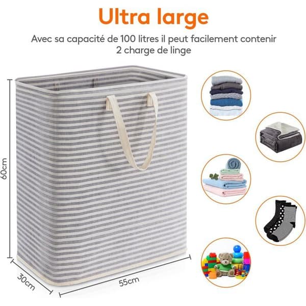 100L Foldable Laundry Basket. Waterproof, with Handles. Ideal for Storing Clothes, Towels, and Toys. Space-Saving.