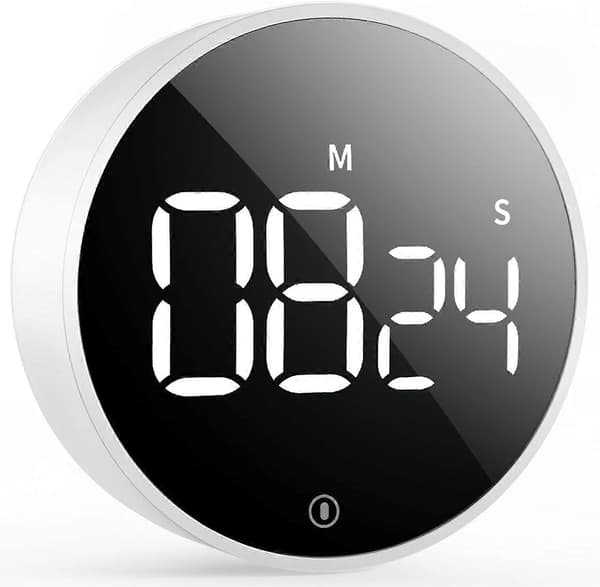 Digital nedtællings-æg-timer med stort LED-display, justerbar lydstyrke og lysstyrke, perfekt til lektielæsning i klasseværelset