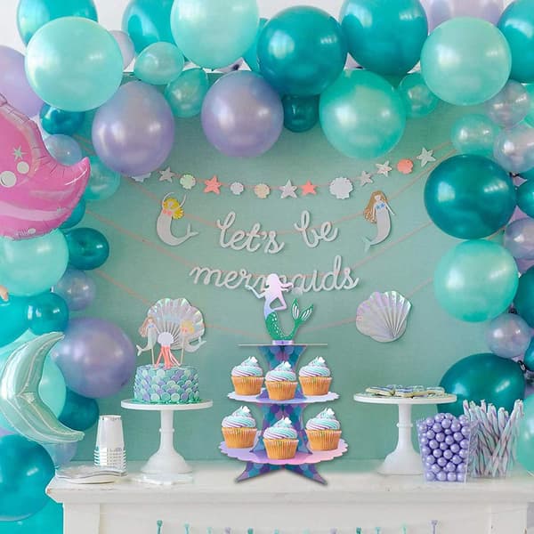 Sjøjungfru Cupcake Stativ 3-lags Papp Cupcake Stativ for Baby Sho