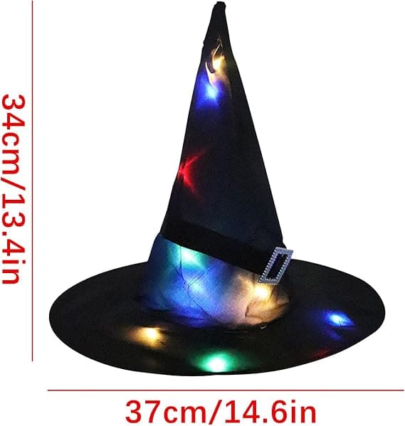 Halloween-hatte Halloween-festdekoration rekvisitter LED-lysende heksehat troldmand