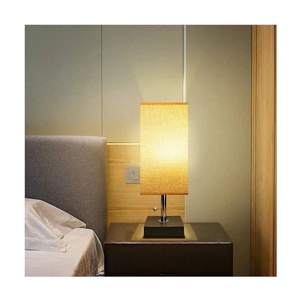 Bedside Lamp with Touch Control, Dimmable, USB Charging Ports and AC Outlet, Rechargeable Table Lamp, EU Grey