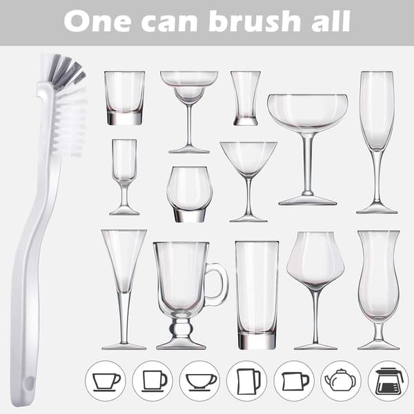 Cup brush, deep cleaning brush with stiff bristles, white/black, 25.5x4cm, 5 pieces