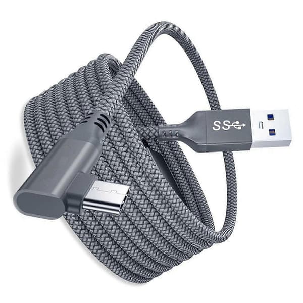 5M laddningskabel för Oculus Quest 2 Link Headset USB 3.0 Typ C Dataöverföring Typ-C till USB-A Grå Grey