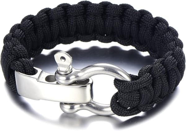 Paracord Armbånd til Overlevelse Mænd Rustfrit Stål Armbånd Udendørs Flettet
