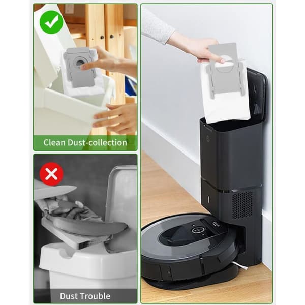 10 dammsugarpåsar för iRobot Roomba i7 i7+ i3 i3+ i4 i4+ i6 i6+ j7 j7+ i8 i8+ S9 S9+ E5 E6 Clean Base, kompatibla med iRobot Roomba dammsugartillbehör