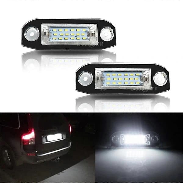 2 Pcs White LED Error Free License Plate Lights for S80 XC90 S40 XC60 S60 C70 V50 XC70
