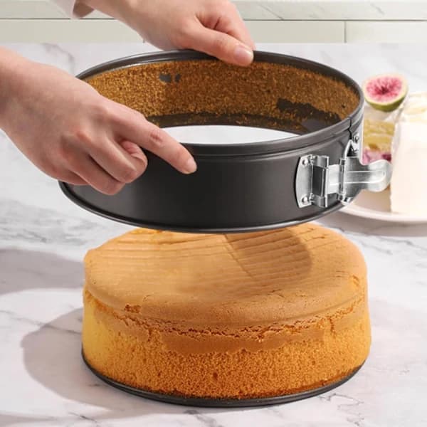 3 stk Runde Springformer, 12/18/22cm Runde Kakeformer, Non-Stick Sett Rustfritt Stål Springformer Avtakbar Bunn