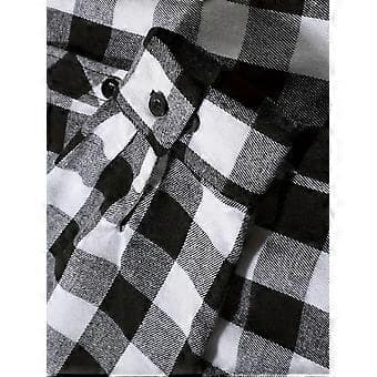 Hætteflonelsskjorte til mænd, afslappet ternet skjorte, langærmet stilfuld hættetrøje (2XL Hvid)