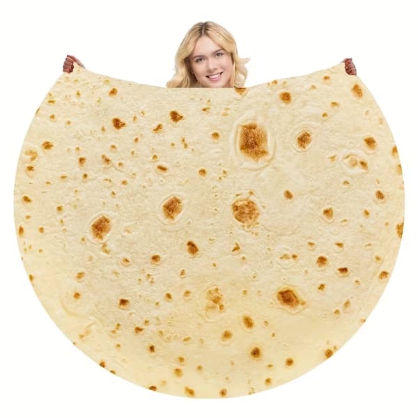 Realistic Food Pattern Round Blanket – Soft Cozy Novelty Gift for Pizza & Taco Lovers Apple Pie 1.5m Apple Pie 1.5m