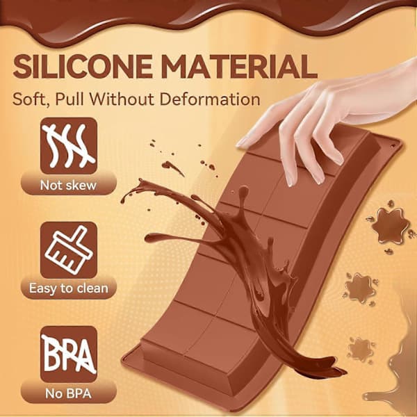 Chocolate Mold Silicone Deep, 2-pack Silicone Molds, Chocolate Dubai Chocolate Mold, Non-Stick Molds, BPA-free Deep Chocolate Mold, Dubai Choc