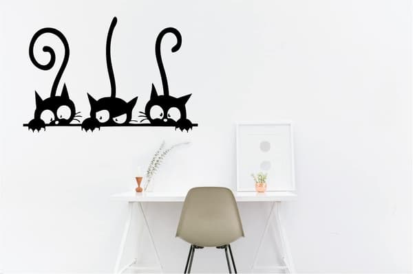 5 st väggdekal i PVC med kattmönster, citatkonst, 20x30 cm