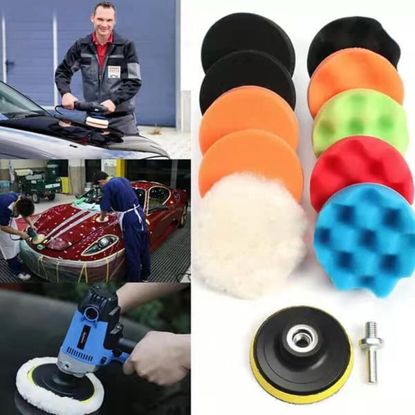 7\" 12-delt bilpolering og voksing svampeskive poleringshjulsett svamphjulmontering