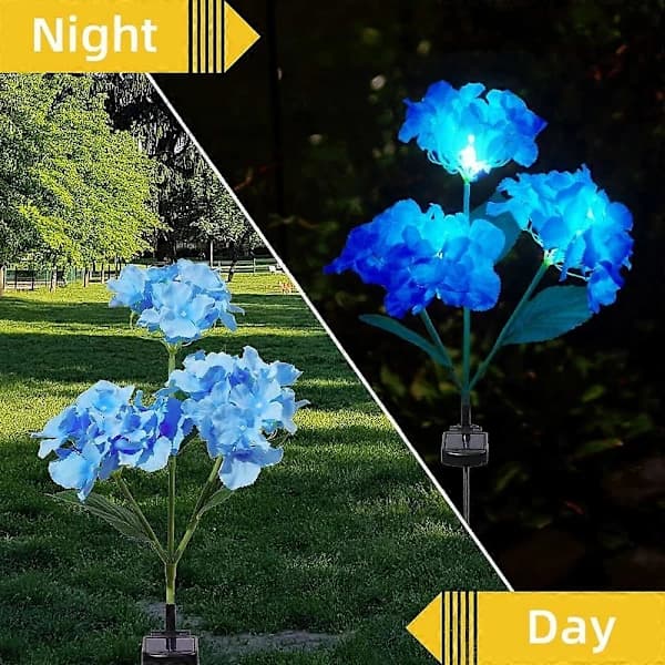 Solar Garden Lights Outdoor, LED Solar Powered 3 Hydrangea Flower Lamp, Waterproof Decoration