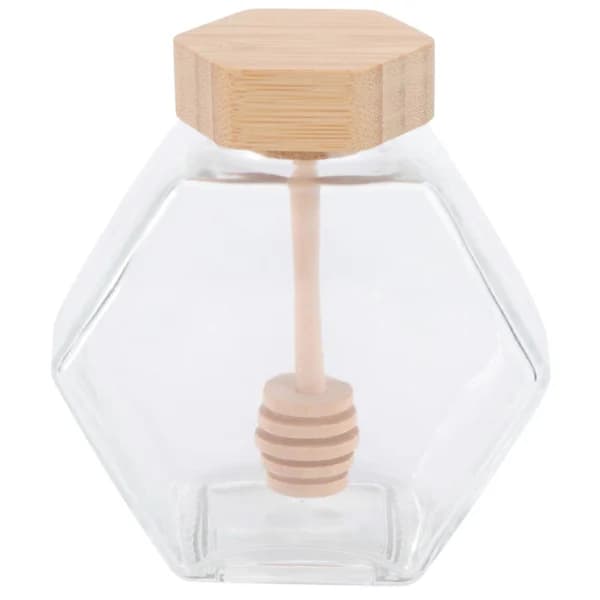 [PL】220ml Sealable Glass Honey Jar, Eco-Friendly Clear Jam Jar with Honey Dipper for Home Use