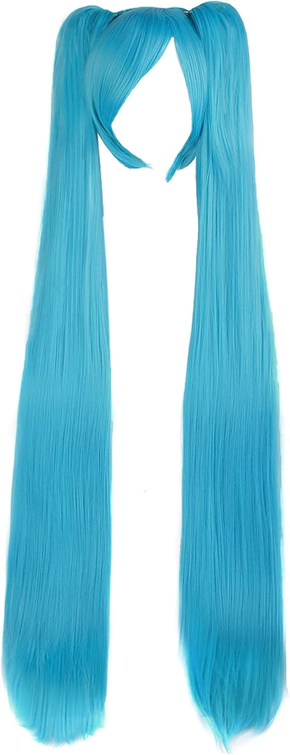 Hestehaler Lige Lang Festkostume 120cm Cosplay Paryk (Cyan Blå) blå blue
