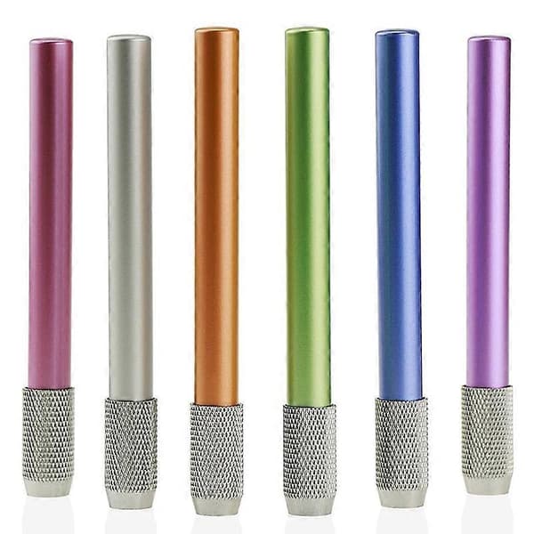 6 kpl metallinvärisiä kynänpidennyksiä, yksipäinen kynänpidennys, kynänpidike, kynänpidennys, kynäkotelo