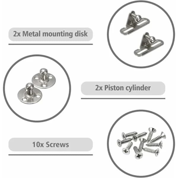 2-pack 80N Gas Springs Hydraulic Lift Support for Kitchen Cabinet Doors Toy Box Lids Silver 26.3 cm