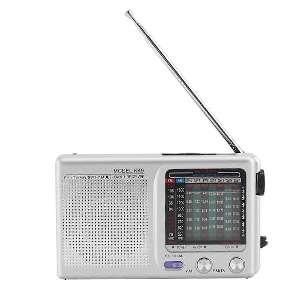 AM/FM/SW-radio sisä-, ulko- ja hätäkäyttöön kaiuttimella, hopea