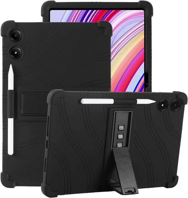Soft Silicone Case for Xiaomi Redmi Pad Pro 12.1 Shockproof with Stand Black