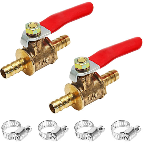 2 STK Messing Kuleventil Avstengningsbryter 2 STK 4\" 4 TOMMER 1/4" Hose ID