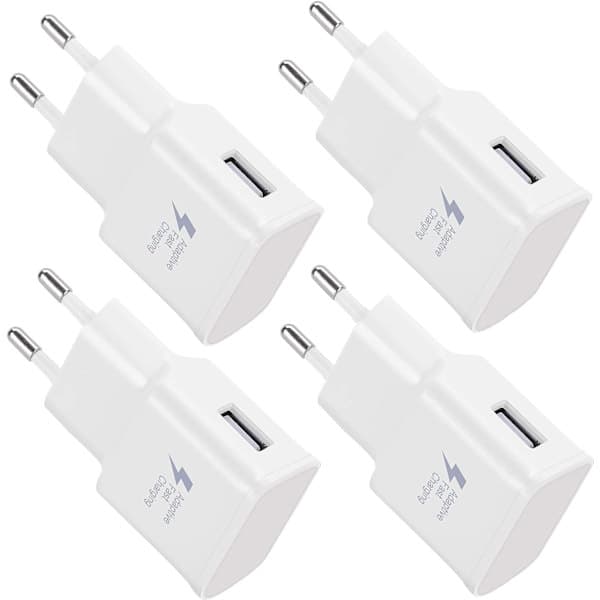 4-pak 5V-2A USB-strømadapter Universal hurtigoplader til iPhone 12/11/X 8/7/6, Samsung Galaxy S22 S21 S20 S10 S5 S6 S7 S8 S9/Edge/Plus
