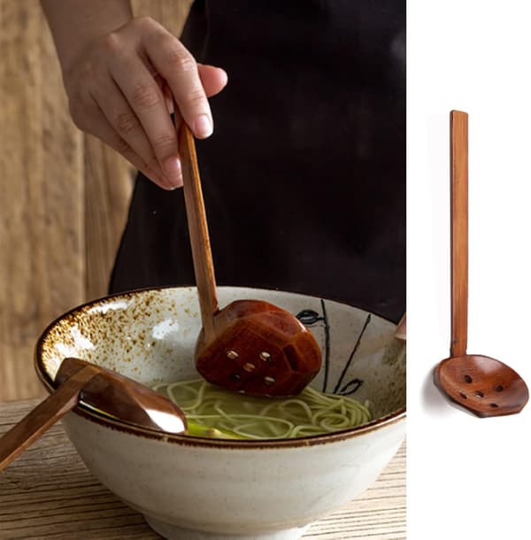 4-pack Natural Long Handle Spoons, Wooden Spoons, Long Handle, Anti-scalding (Brown)