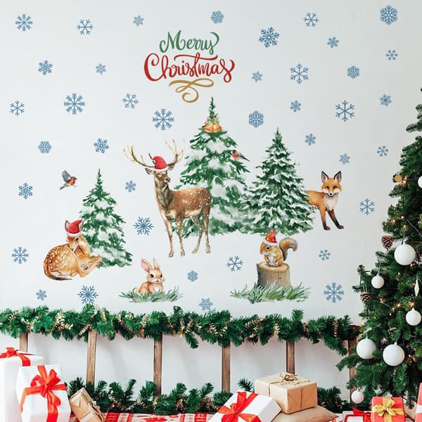 Pure Christmas Wall Decals Large Elk Cardinal Christmas