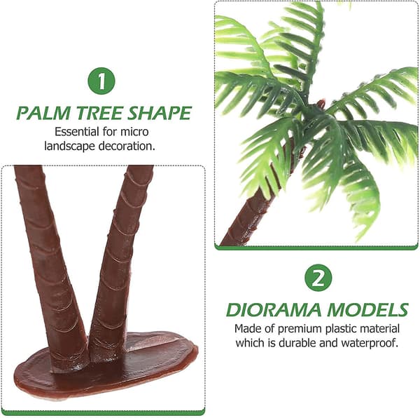 2024 Palm Tree Cake Topper Small Bonsai Beach Decoration Inflatable Artificial 5 Pieces Palm Tree Miniature Flower Pot DIY Decoration