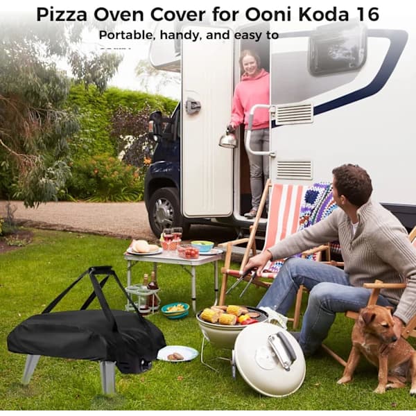 Bärbart pizzaugnsskydd för Koda 16, 420D silverbelagd Oxford-väv, utomhusbärning och förvaring, svart
