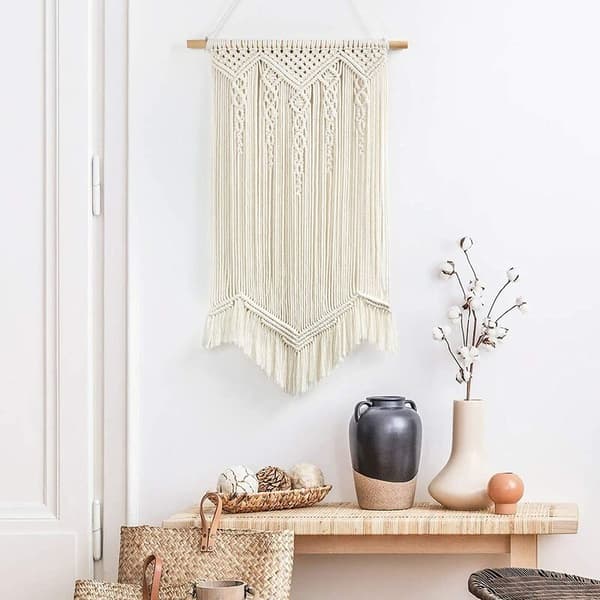 Macrame Wall Hanging, Boho Woven Wall Hangings, Handmade Cotton Wall Decor for Bedroom Decor