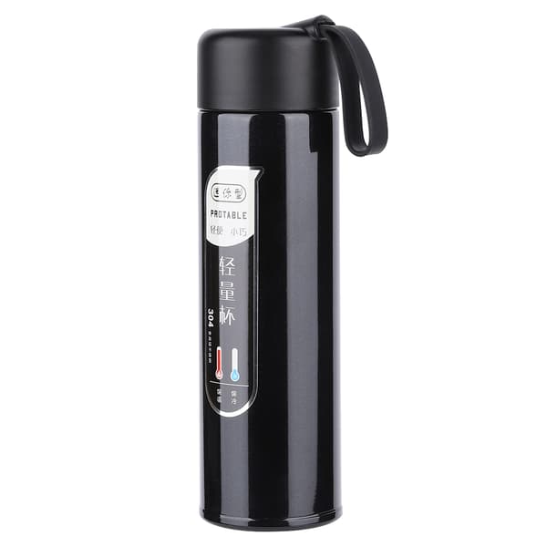 Husholdning 304 Rustfritt Stål Vakuumkopp Bærbar Termisk Kopp Isolasjon Vannflaske 320ml Svart 0.3 0.3