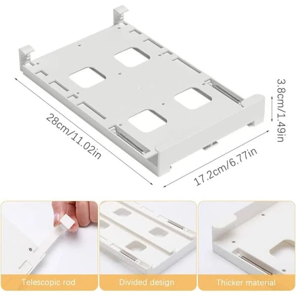 Hanging Soda Can Organizer for Refrigerator, Adjustable HIPS Can Dispenser for Beer and Drinks, Space-Saving Fridge Storage Rack, White