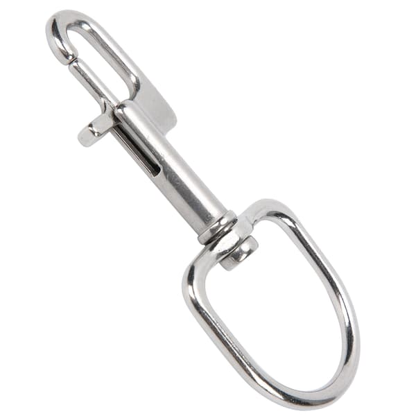 Dykkerfeste i rustfritt stål, enkelt øyebolt, karabinkrok, spenne 110 mm/4,3 tommer