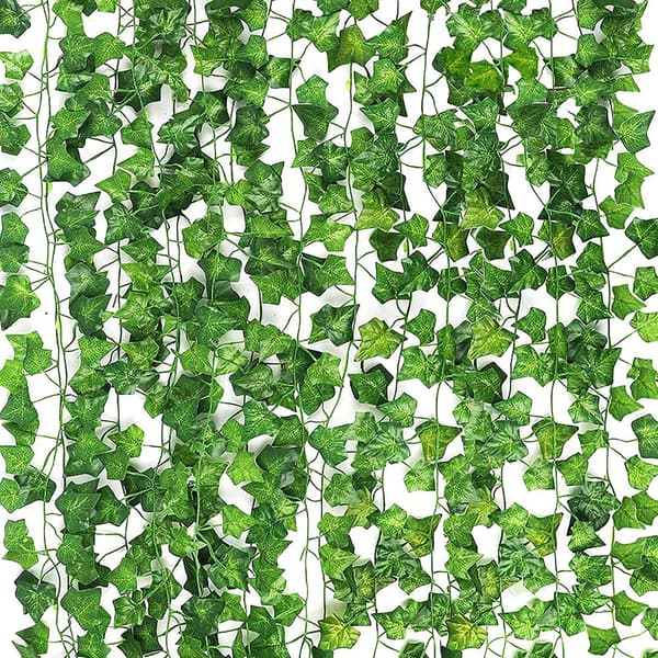 72 farvede trykte klatre-tigerblade (12-pak), kunstig plante