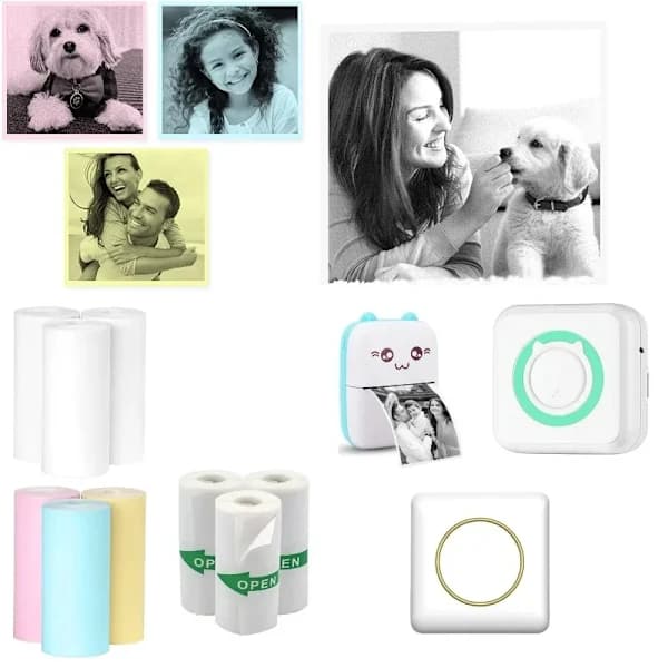 Mini Thermal Sticker Paper 57x25mm Self-Adhesive White Label Rolls for Portable Pocket Printers 5 Rolls Stickers 5 Rolls Stickers