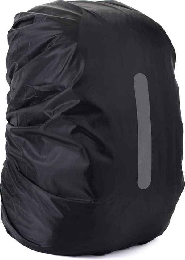 Vandtæt rygsæk regnslag, reflekterende, sort, M (30-40 liter), til skoletaske