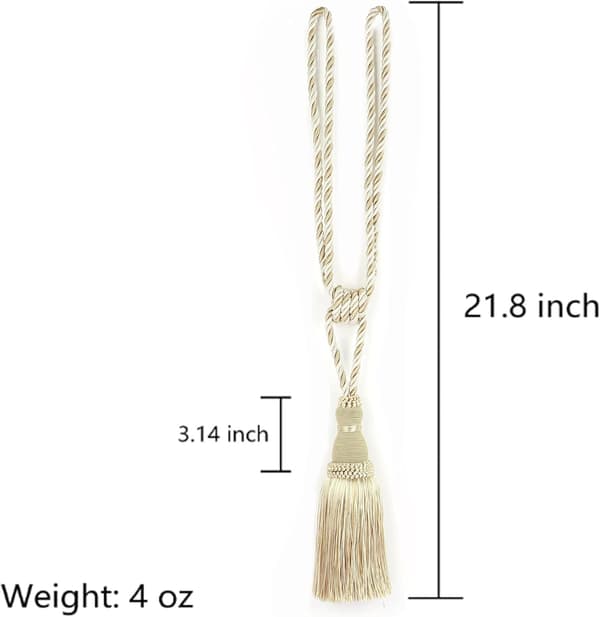 Decorative Curtain Tiebacks Handmade Elegant Knot Tassel Hanging Rope Curtains (Beige, 2pcs)