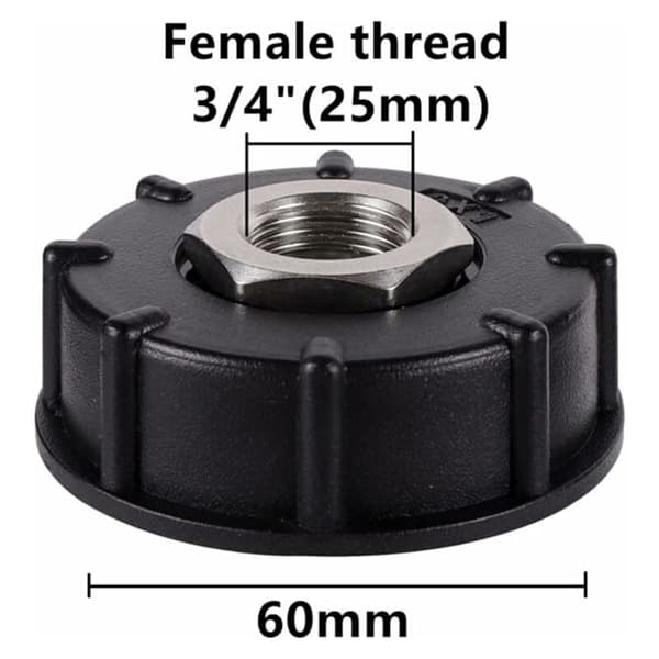 IBC S60X6 Water Tank Adapter Coarse Thread with Hose Connector Stainless Steel Valve Spout Fitting (3/4\" Internal Thread)