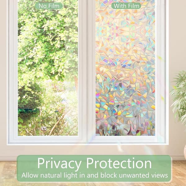 Static Rainbow Window Film, 3D PVC Privacy Protection, 50cm x 3m, for Office & Home
