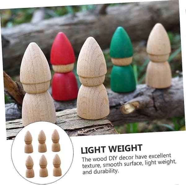 6 stycken trädockor, obehandlade träfigurer för pyssel